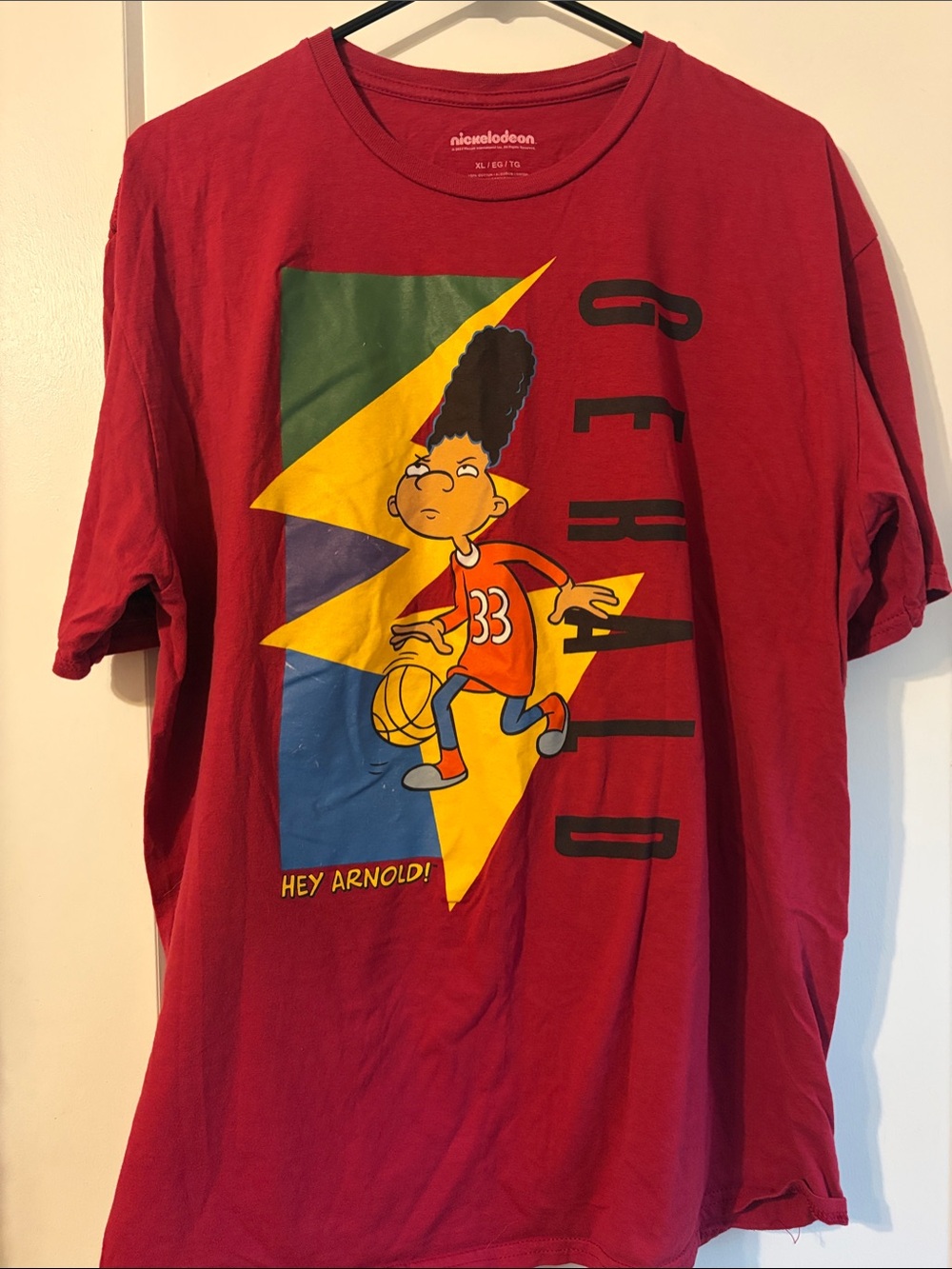 Nickelodeon Red Hey Arnold! Graphic Tee with Yellow & Blue Accents
